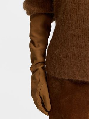 

Длинные перчатки из натуральной замши