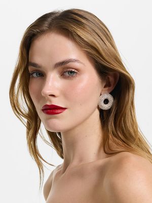 

Объемные серьги-пусеты со стразами