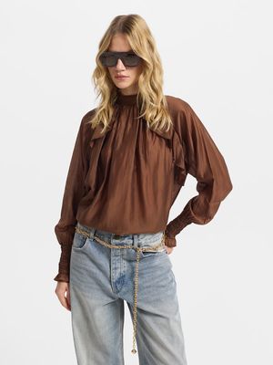 

Блузка из тенселя с оборками