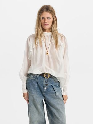 

Блузка из тенселя с оборками