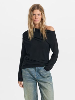 

Лонгслив асимметричного кроя с драпировкой