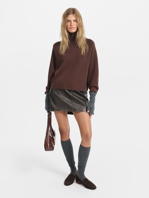 

Юбка мини из экокожи с винтажным эффектом