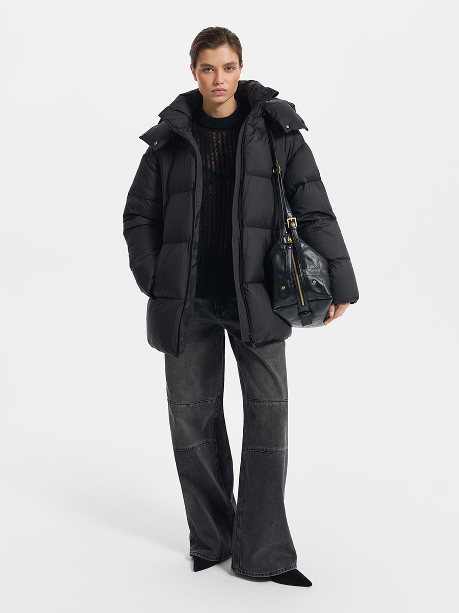 Стеганый пуховик с натуральным пухом