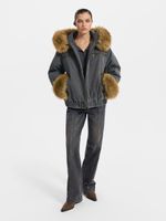 Утепленный джинсовый бомбер 