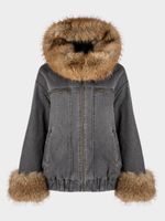 Утепленный джинсовый бомбер 