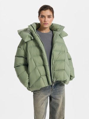 

Стеганый пуховик с натуральным пухом