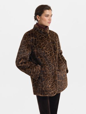 

Леопардовая шуба из экомеха