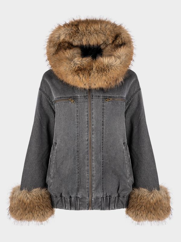 Утепленный джинсовый бомбер 