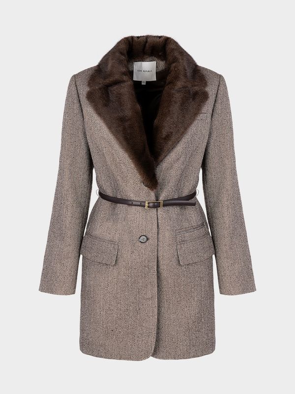 Платье-жакет с меховым воротником