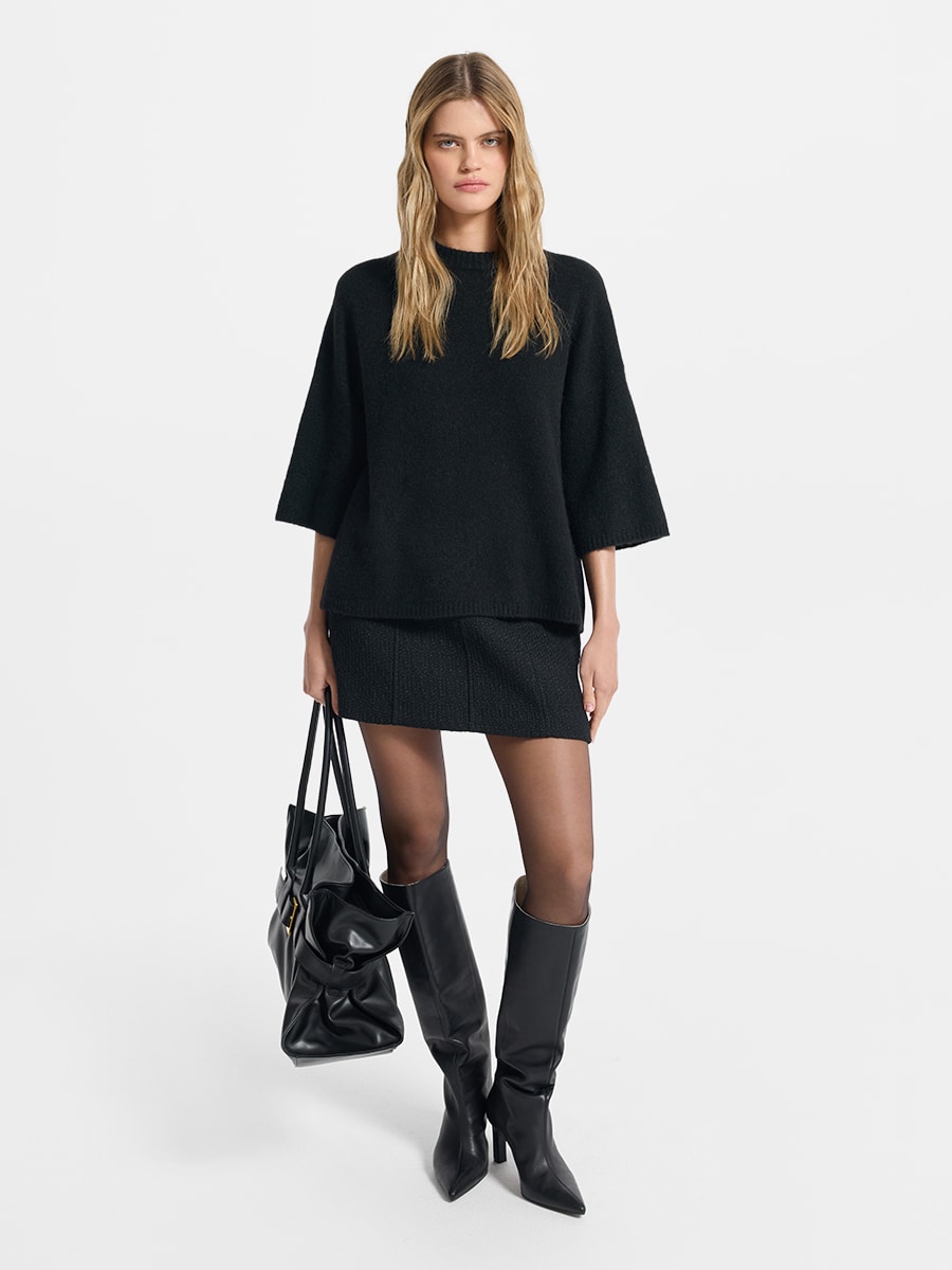 Твидовая юбка мини с шерстью