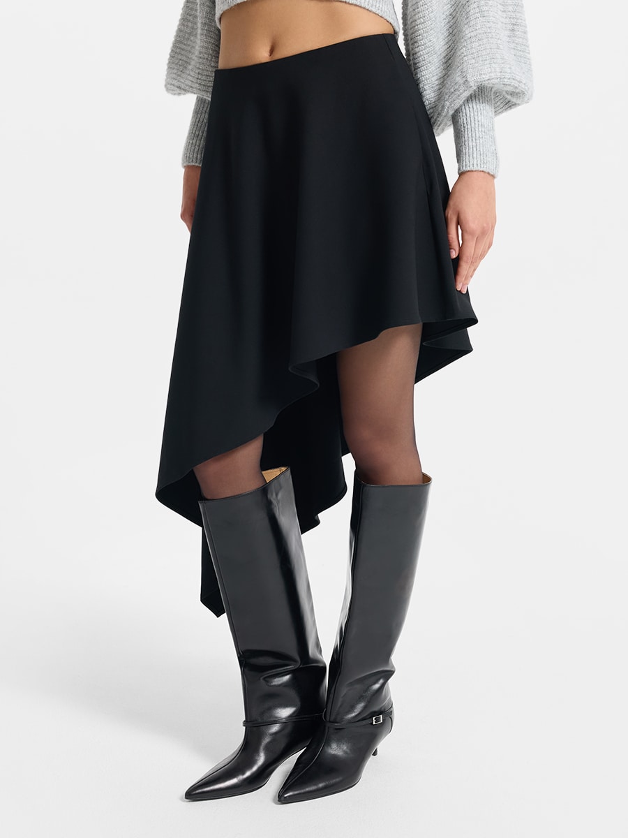 Асимметричная юбка с шерстью