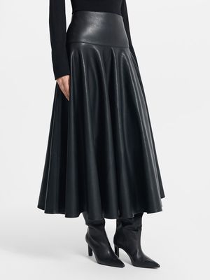 

Юбка миди из экокожи со складками