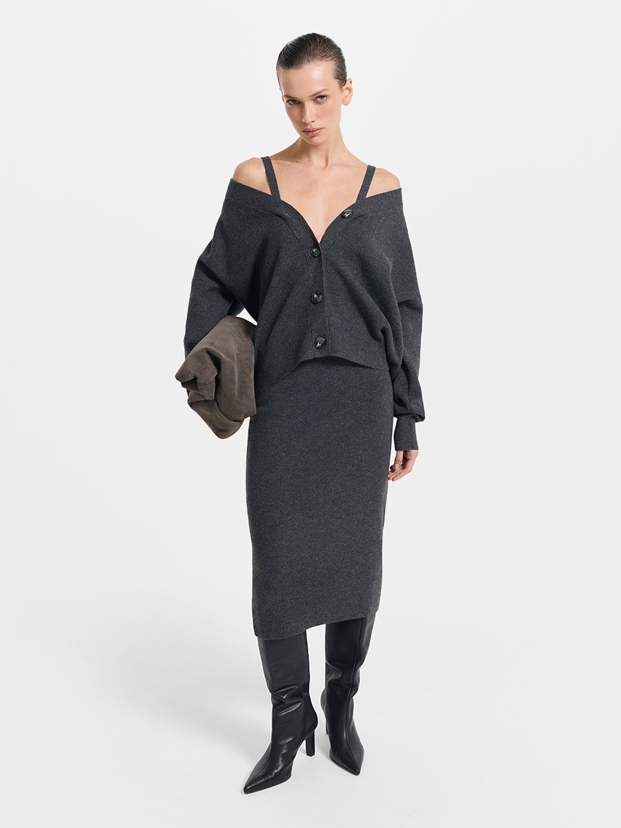 Трикотажная юбка с шерстью