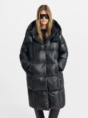 

Длинный пуховик с натуральным пухом