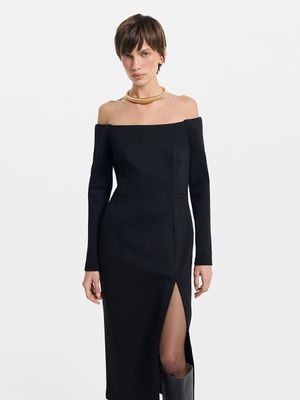 Платье миди с открытыми плечами