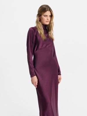 

Атласное платье миди с вырезом на спине