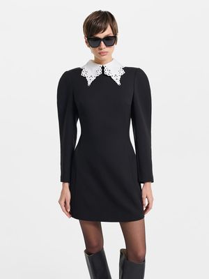 

Платье мини с кружевным воротником