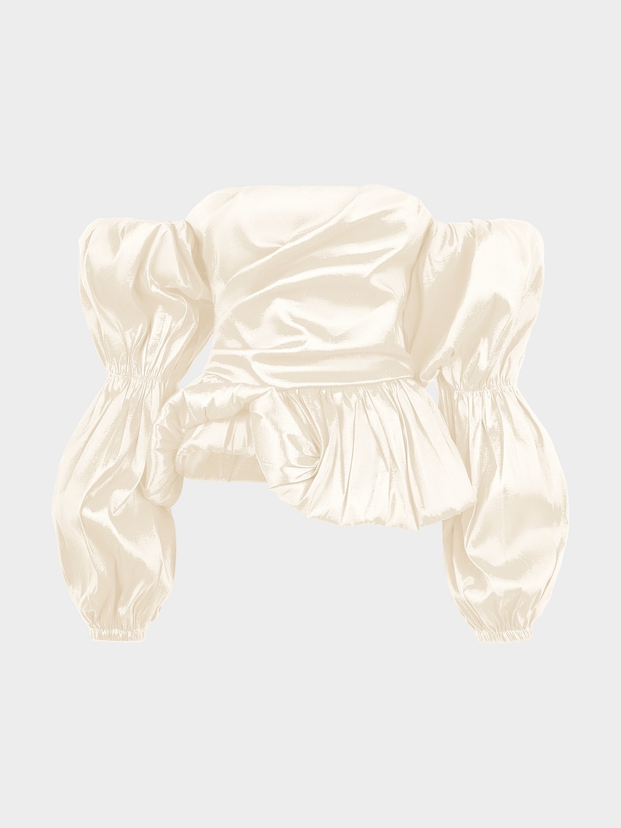 Сатиновый топ с объемными рукавами