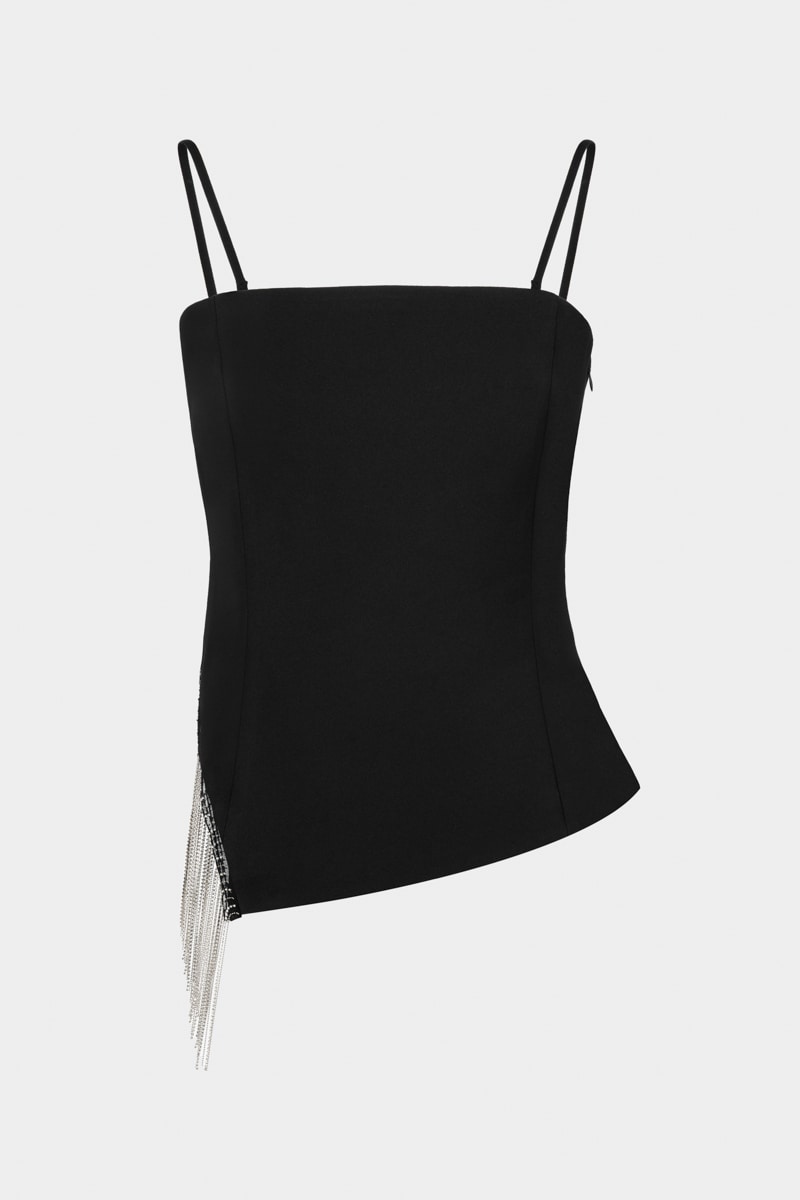 Топ с бахромой из страз