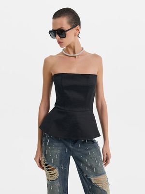 

Корсетный топ из сатина с баской