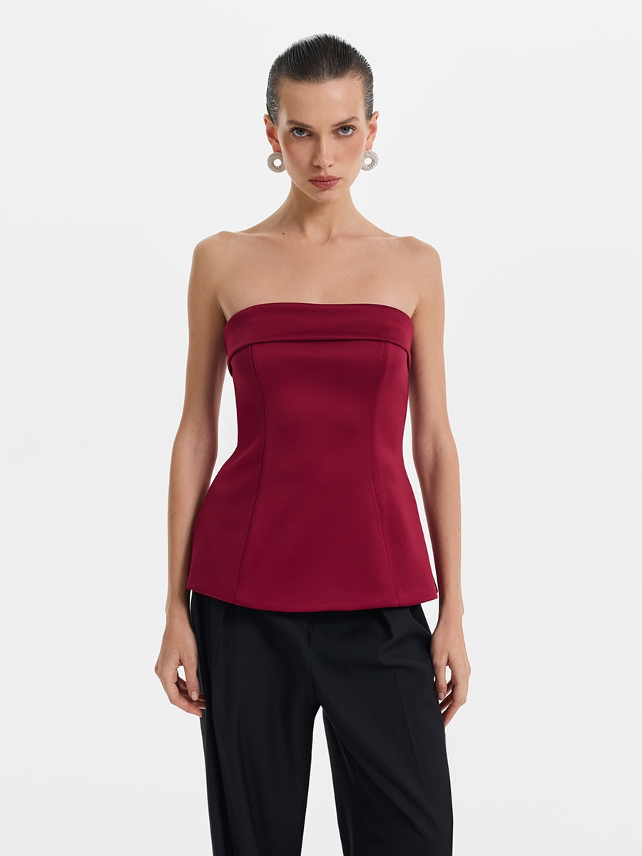 Сатиновый топ-бандо с баской 5452111339-77