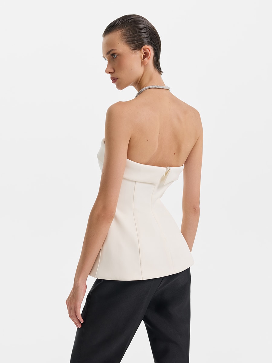 Сатиновый топ-бандо с баской 5452111339-86