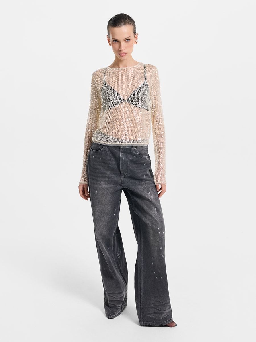 Полупрозрачный топ из сетки с пайетками 5452119352-61