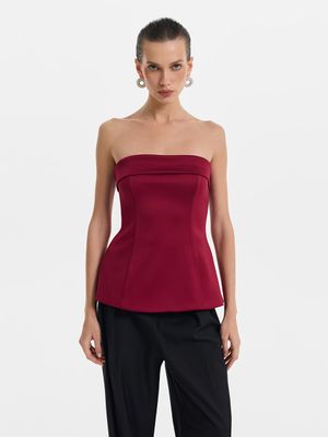 

Сатиновый топ-бандо с баской