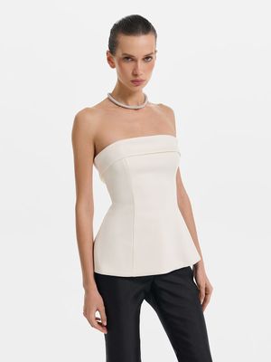 

Сатиновый топ-бандо с баской