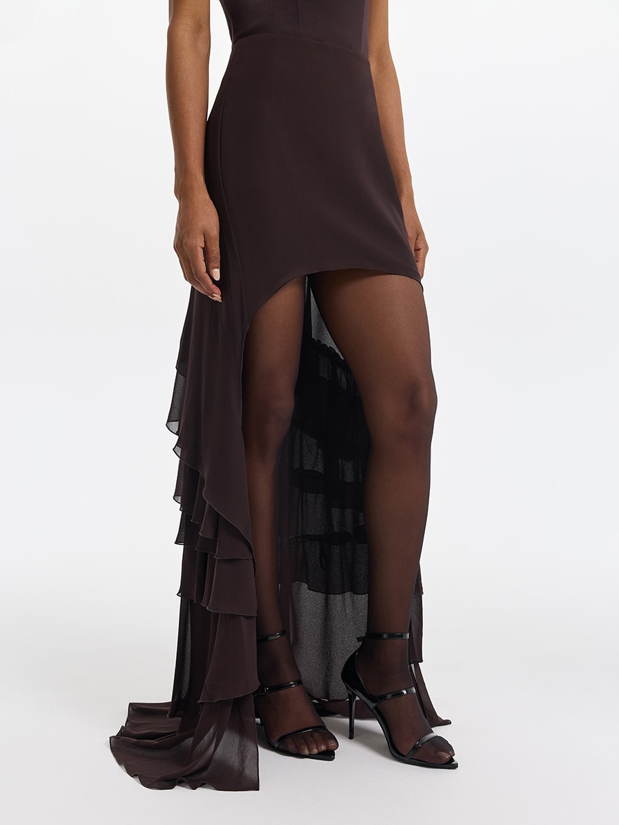 Шифоновая юбка со шлейфом