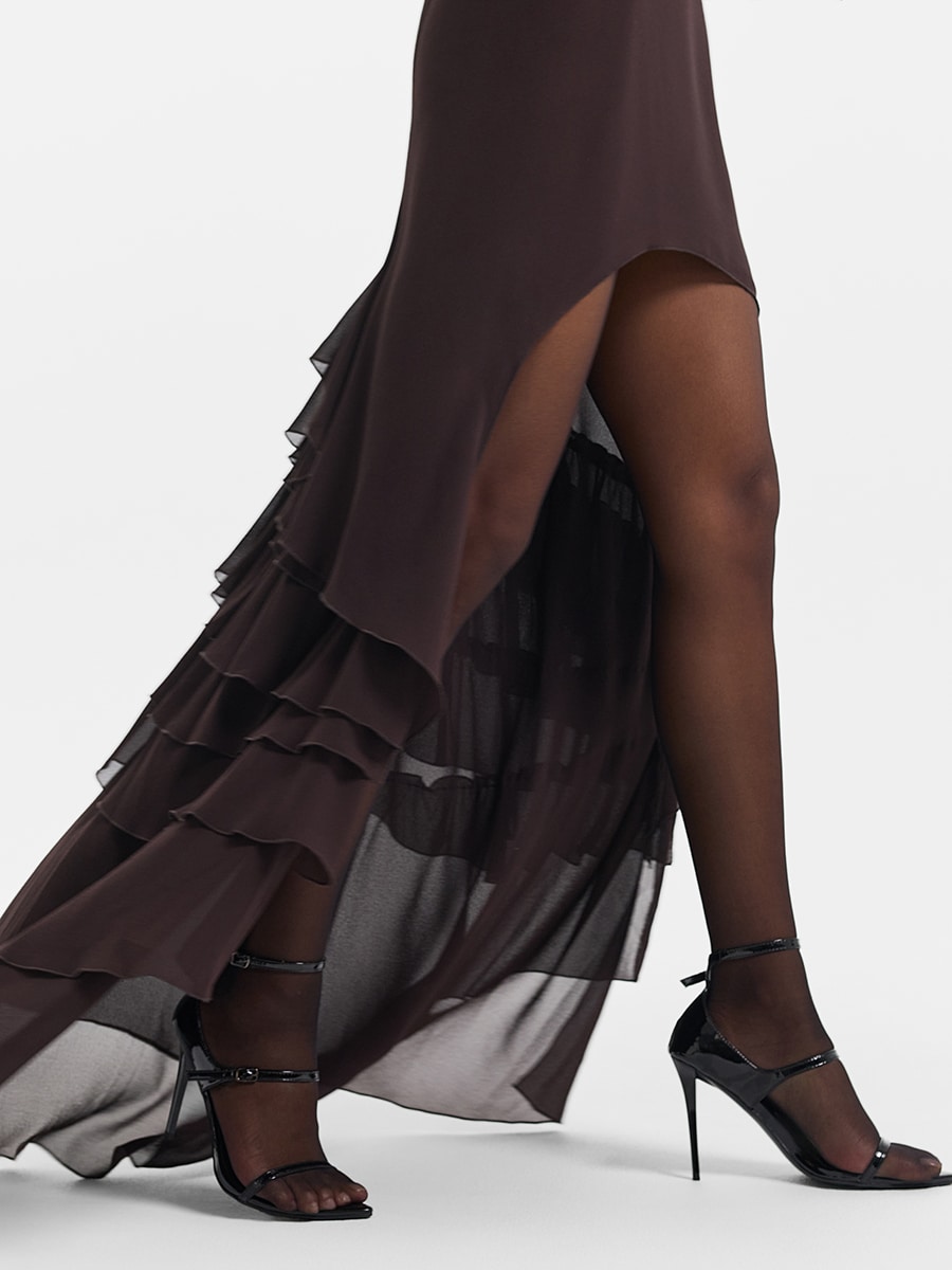 Шифоновая юбка со шлейфом