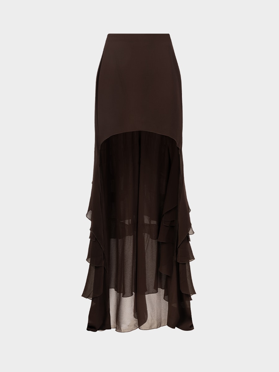 Шифоновая юбка со шлейфом