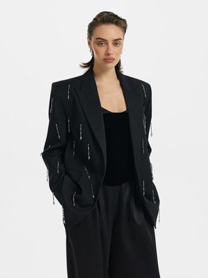 

Однобортный жакет с кристаллами