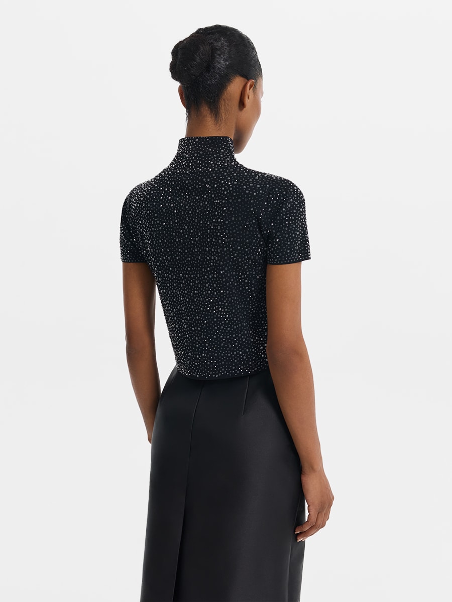 Трикотажный топ со стразами