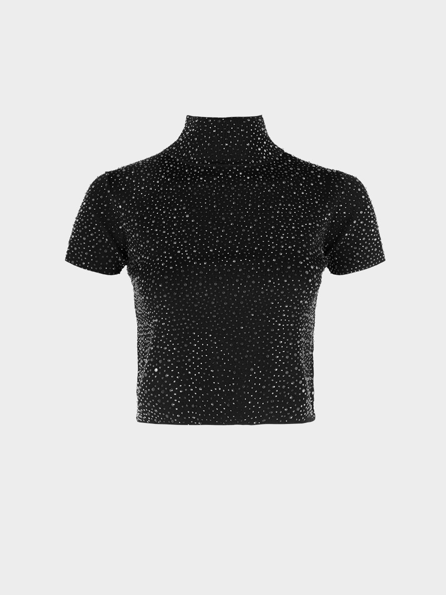 Трикотажный топ со стразами