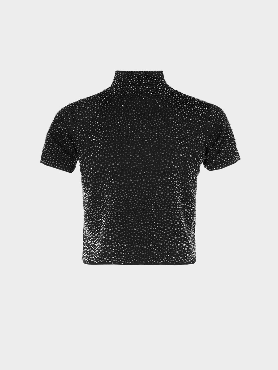 Трикотажный топ со стразами