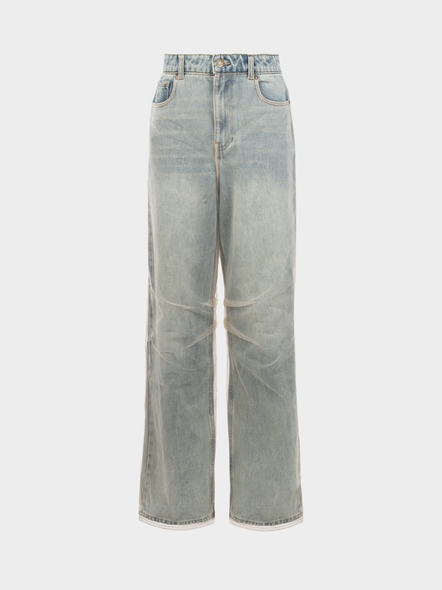 Джинсы Straight fit с органзой