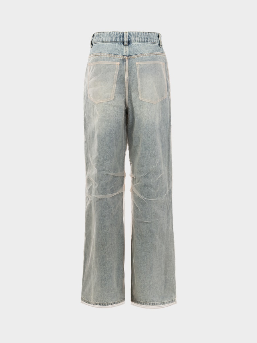 Джинсы Straight fit с органзой