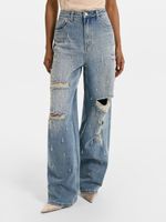 Джинсы Relaxed fit с кристаллами