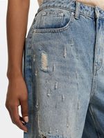 Джинсы Relaxed fit с кристаллами