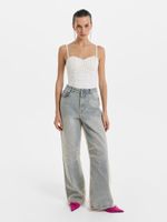 Джинсы Straight fit с органзой