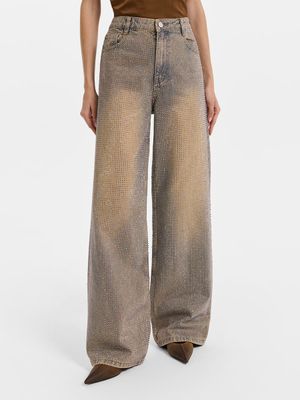 

Джинсы Straight fit со стразами