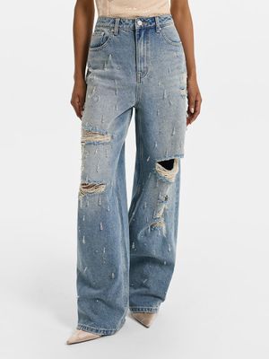 

Джинсы Relaxed fit с кристаллами