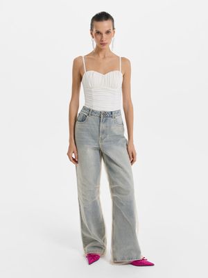 

Джинсы Straight fit с органзой