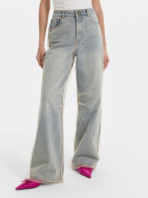 

Джинсы Straight fit с органзой