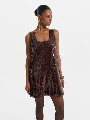 

Платье мини с пайетками