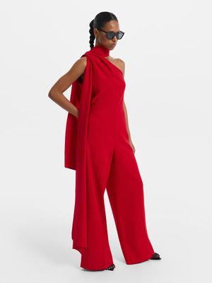 

Асимметричный комбинезон со съемным шарфом