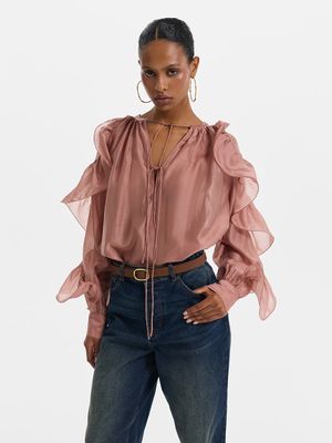 Блузка из тенселя с воланами