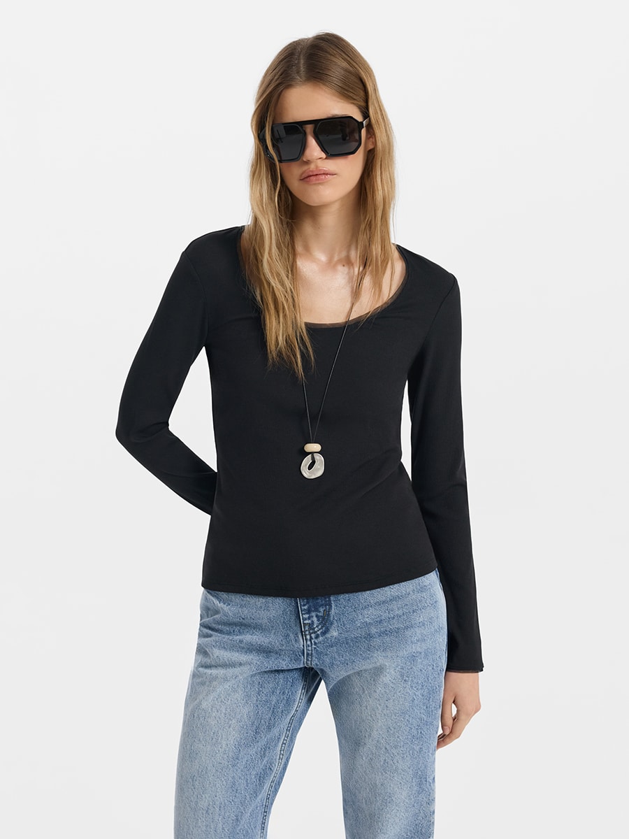 Лонгслив из хлопка и модала