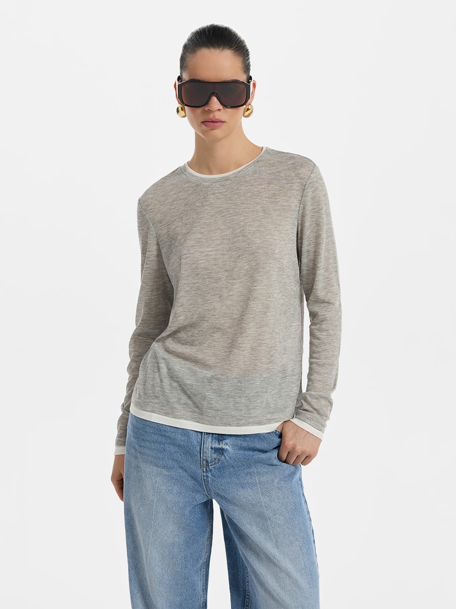 Лонгслив с контрастной отделкой